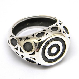 Herren Silber 925 Siegelring, Chevaliere Homme, Rings, zigeunerring, Herrenring am kleinen Finger, coole Herren Ringe, großer Ring, geometrische Siegelring Silber
