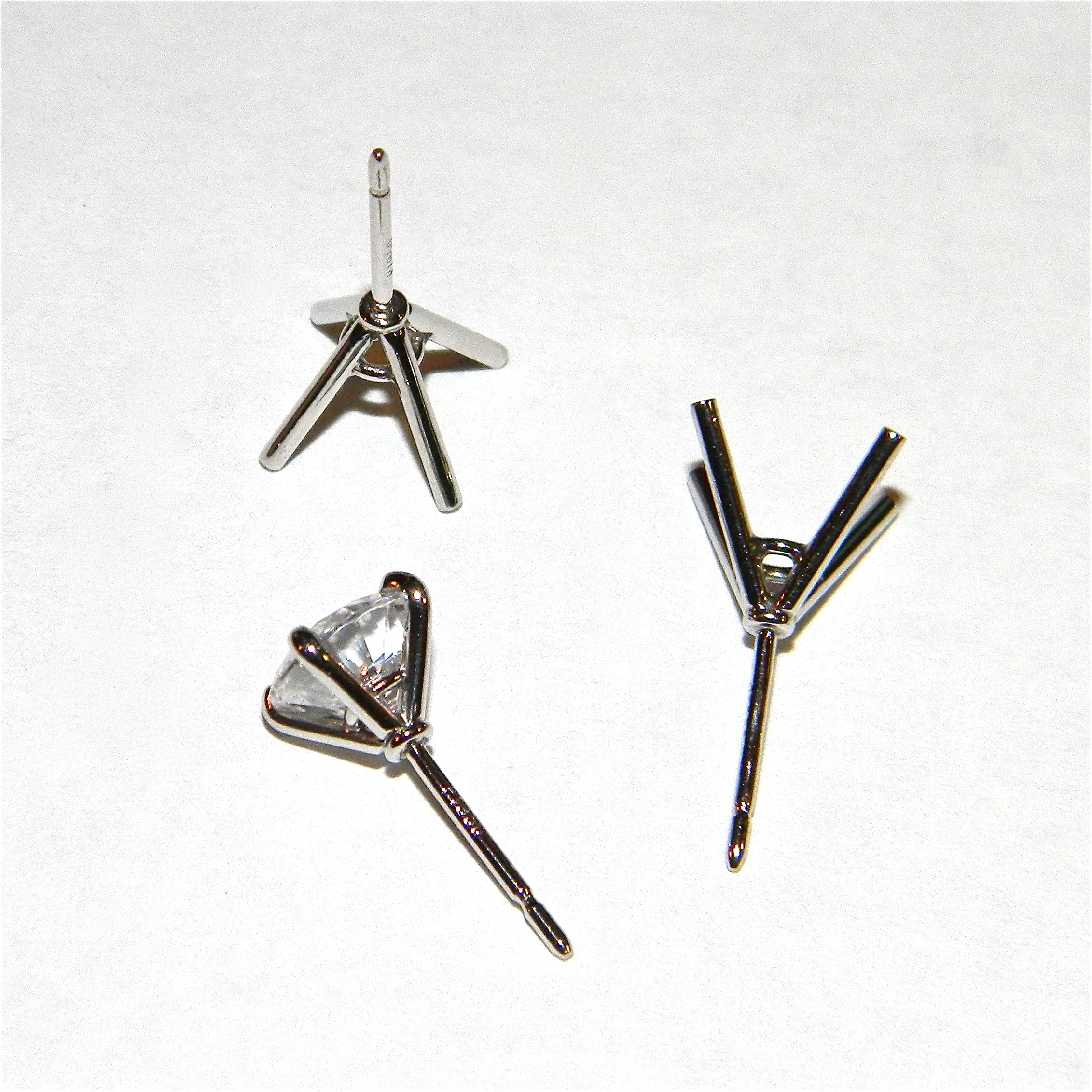 Platinum Stud Earrings Mountings. Pair of Blank Handmade Platinum