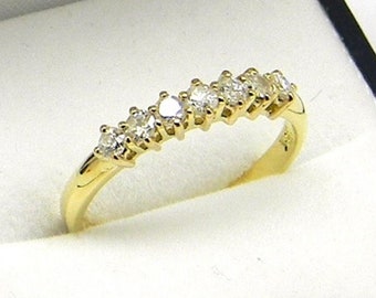 18K yellow gold natural diamond band ring,solid 750 gold seven stones eternity band ring,engagement ring,wedding ring band