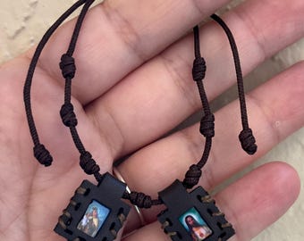 Bracelet scapulaire 7 nœuds fait main : lanière protection ethnique du fil