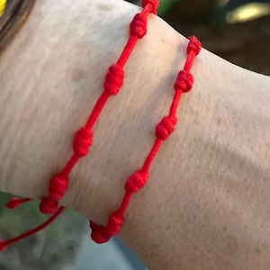 Handmade Red 7 knot adjustable Bracelet - Protection Bracelet Family.