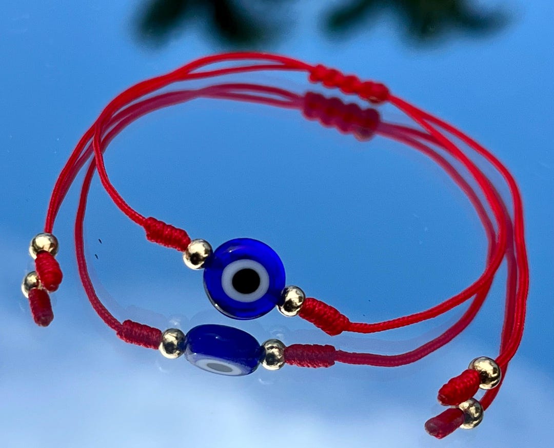Jewel String Red String Evil Eye Bracelet, Protection Good Luck Jewelry, Gift for ...