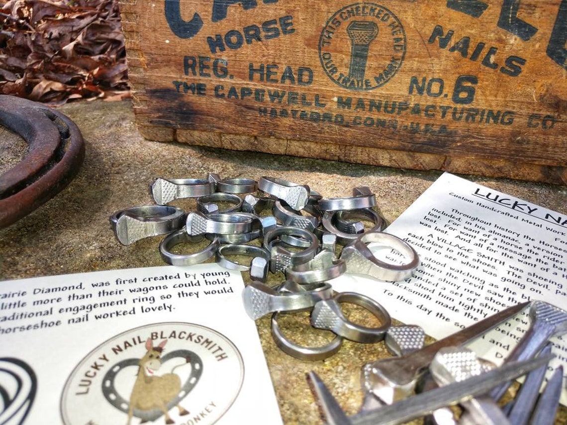 Horseshoe Nail Ring Etsy