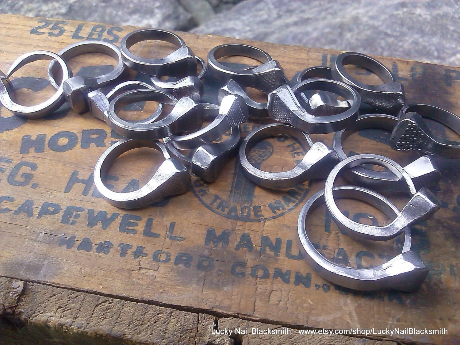 Horseshoe Nail Ring Etsy
