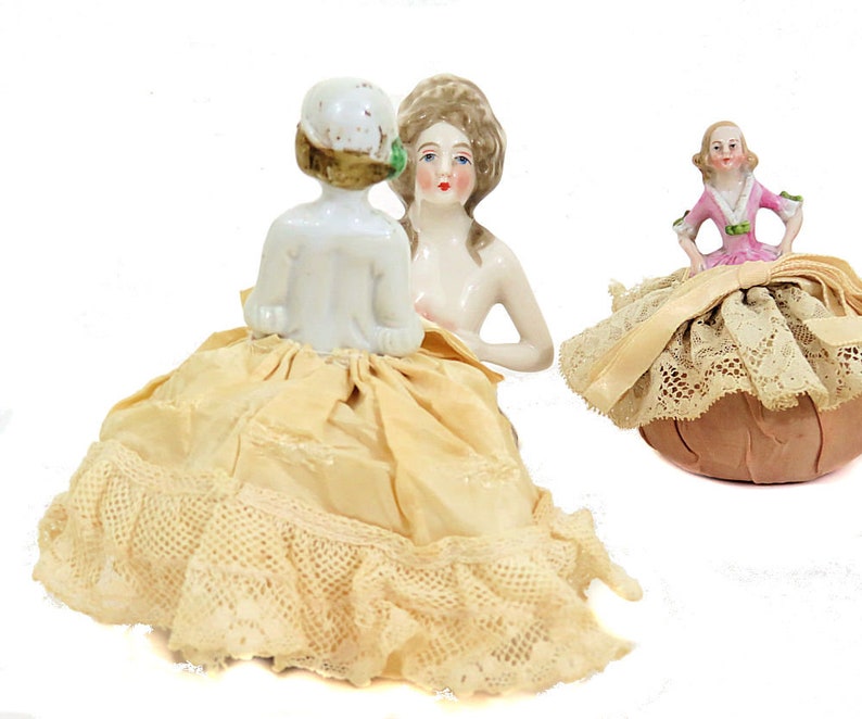 Five Antique German Half Dolls Pincushion Dolls Etsy