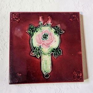 Antique Art Nouveau T & R Boote Red Ceramic Tile