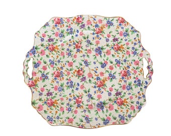 Royal Winton Grimwades Old Cottage Chintz  Scalloped Serving Plate with Handles