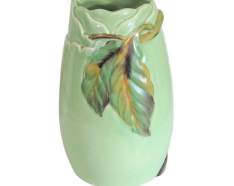 Vintage Clarice Cliff Green Chestnut Vase Newport Pottery