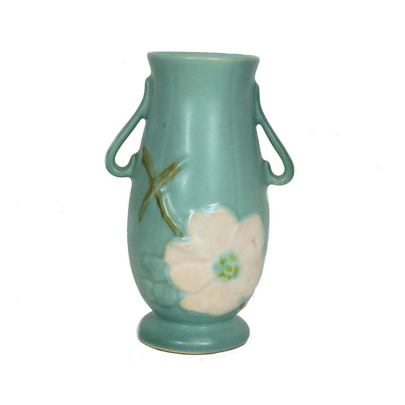 Weller Pottery Matte Green Wild Rose Vase - Etsy