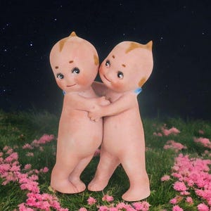 All Bisque Rose O&#39;Neill Kewpie Huggers 3 1/2&quot;