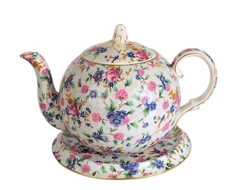 Royal Winton Grimwades Old Cottage Chintz Teapot and Trivet