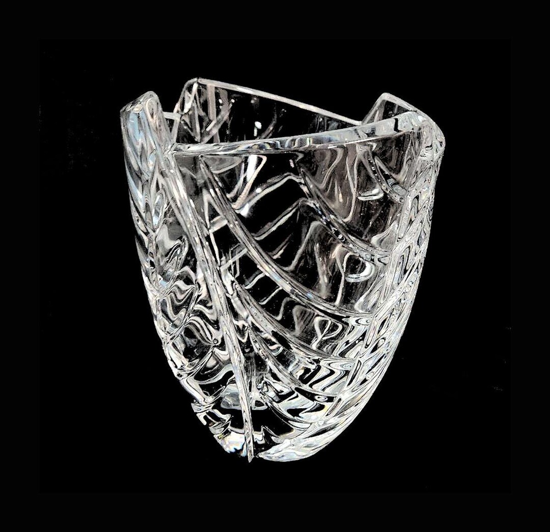 Baccarat France Menthe Optic Crystal Vase Leaf Design - Etsy