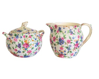 Royal Winton Grimwades Old Cottage Chintz Large Sugar and Creamer