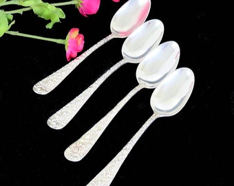 Four Stieff Rose Sterling Silver 5 O'Clock Spoons