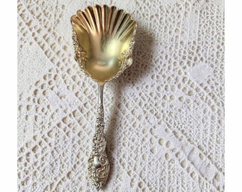 Small Antique Sterling Silver Nut Bonbon Scoop