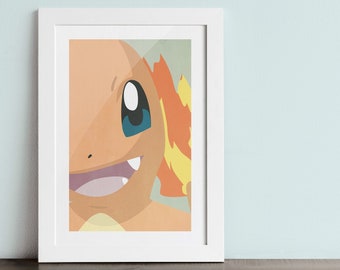 CHARMANDER poster - Inspired by the Pokemon series.  Fine art Giclée print.