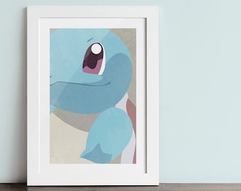 SQUIRTLE poster - Inspired by the Pokemon series.  Fine art Giclée print.