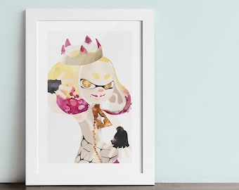 PEARL poster - Inspired by Splatoon 2. Watercolor giclèe print