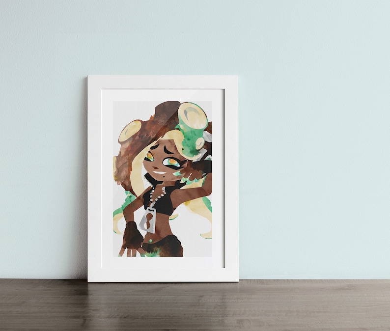 MARINA poster Inspired by Splatoon 2. Watercolor giclèe print image 1