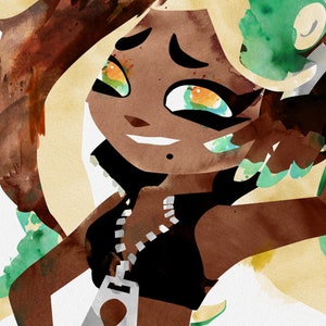 MARINA poster Inspired by Splatoon 2. Watercolor giclèe print image 2