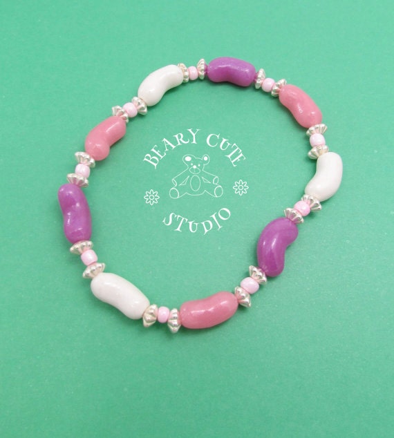 Items similar to Jelly Bean bracelet, jelly bean jewelry, polymer clay