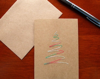 Abstracto árbol de Navidad - Tarjeta bordada - Tarjeta de Navidad
