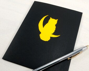 Tarjeta de búho y luna - Halloween Die Cut Card - Moon Silhouette - Owl Silhouette