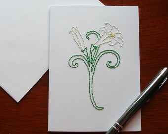 Tarjeta de Pascua Lirio - Tarjeta de Pascua bordada - Tarjeta Flor de Pascua
