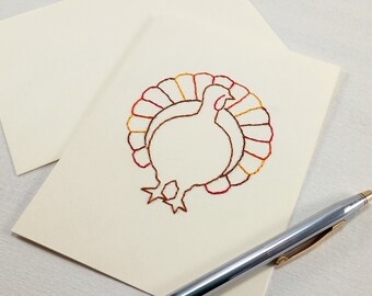 Tarjeta de Acción de Gracias Turquía - Tarjeta de Pavo bordada - Tom Turkey Tarjeta de Felicitación