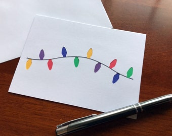 Tarjetas de luces de Navidad - Die Cut luces de Navidad - tarjeta de luz de cadena