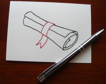 Diploma bordado - Tarjeta de graduación bordada - Tarjeta de graduación del diploma