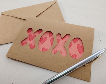XOXO card - Die Cut Valentine - Hugs and Kisses Card