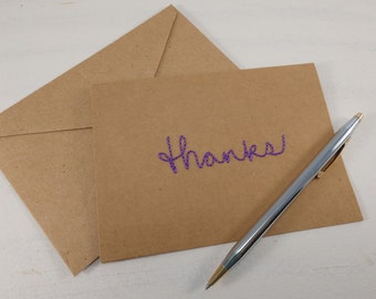 Gracias (Kraft) - Bordado Gracias - Simple Gracias Tarjeta