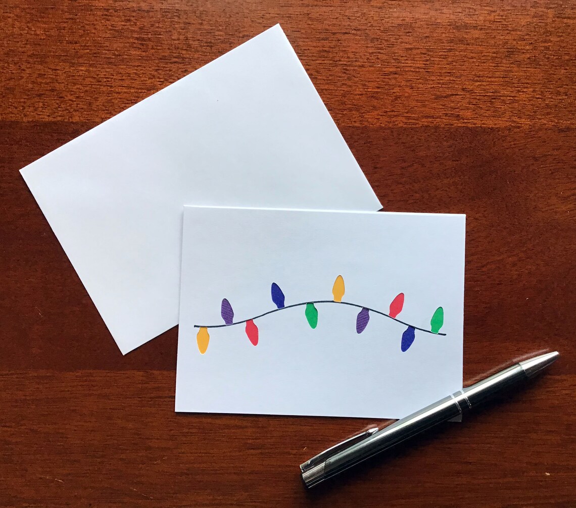 Christmas Lights Cards Die Cut Christmas Lights String Light Card Etsy