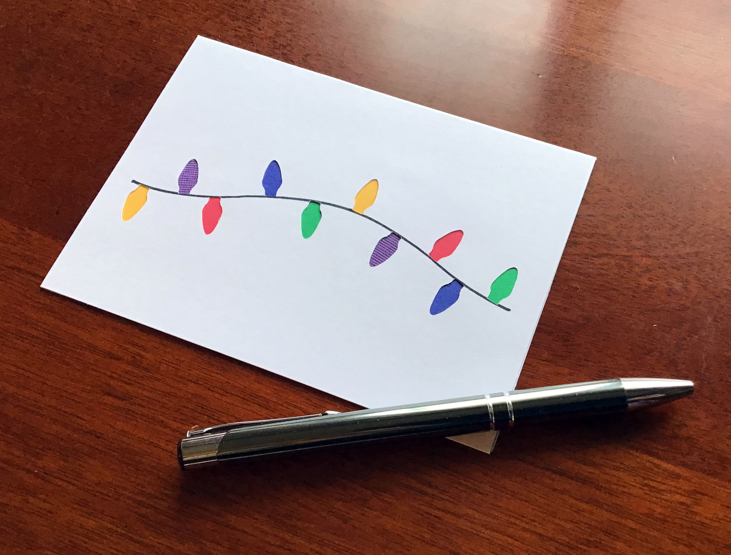 Christmas Lights Cards Die Cut Christmas Lights String Light Card Etsy