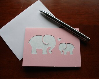 Momma Elephant Card - Tarjeta de Elefante del Día de la Madre - Mom and Kid Elephant Card