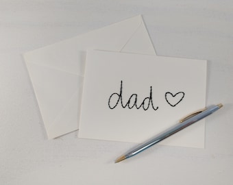 Tarjeta de papá bordada (marfil) - Tarjeta del Día del Padre bordado - Dad Heart