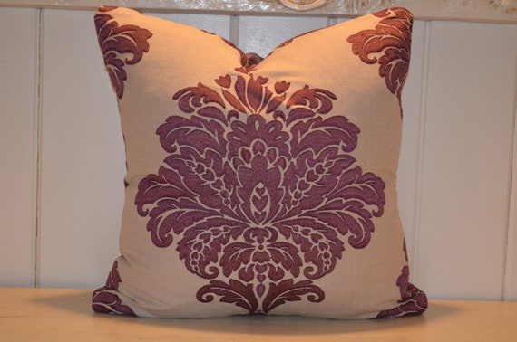 Designer Embroidered Pillow Thibaut Designer Plum Pillows Cover, Gold Studs
