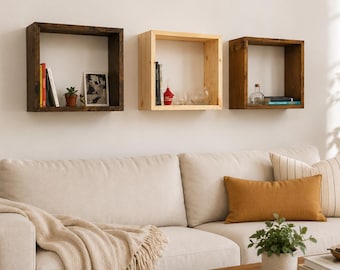 Handmade Square Wall Book Shelf,Floating Bookshelf Wall Storage