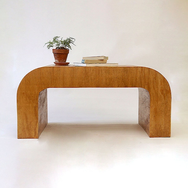 Curved Coffee Table, U shaped coffee table, Modern simple rounded table - Golden Oak