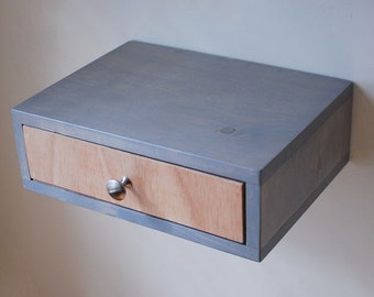 Floating Bedside Table with Drawer - Gray