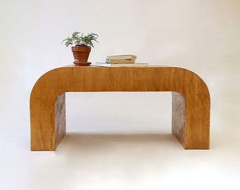 Curved Coffee Table, U shaped coffee table, Modern simple rounded table - Golden Oak