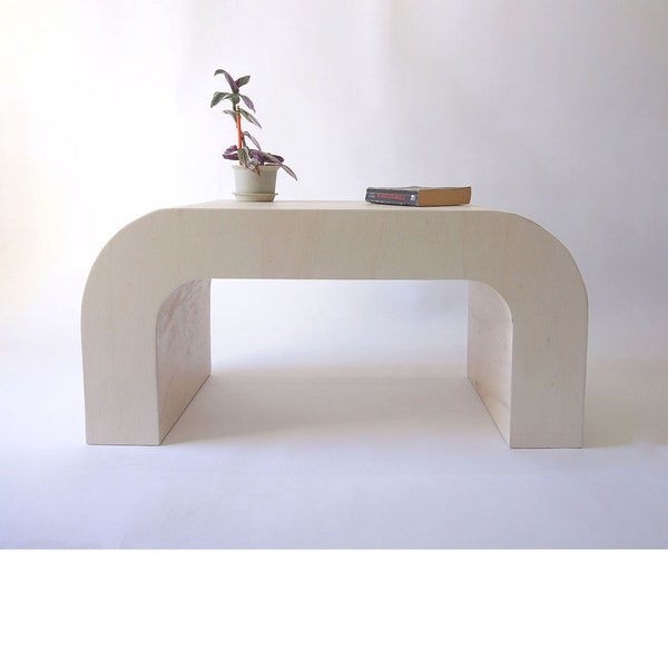 Curved Coffee Table, Horseshoe Coffee Table, U shaped coffee table, Modern simple rounded table - WhiteWash