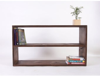 Simple Rectangle Bookcase with Shelf, Solid wood bookshelf, Low Minimal Storage - Walnut