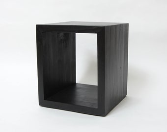 Simple Solid Wood Stool, Seating with Storage - Black