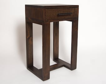 Square Wood Nightstand Simple Side Table Wood Side Table Etsy