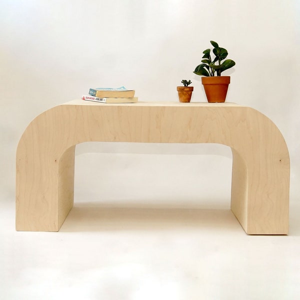 Curved Coffee Table, Horseshoe Coffee Table, U shaped coffee table, Modern simple rounded table - Natural