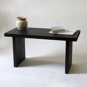 Solid Wood Coffee Table, Simple Rectangle Bench, Minimal Coffee Table- Black