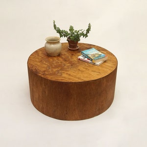 Circular Round Coffee Table , Modern Round Table , Low Coffee Table Drum Table , Extra Seating - Golden Oak