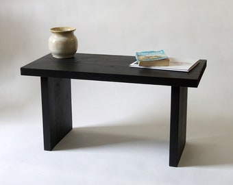 Solid Wood Bench/Coffee Table, Simple Rectangle Bench, Minimal Coffee Table- Black